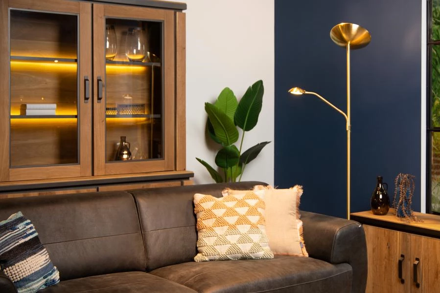 Lucide ZENITH - Floor reading lamp - LED Dim. - 3000K - Matt Gold / Brass - ambiance 3